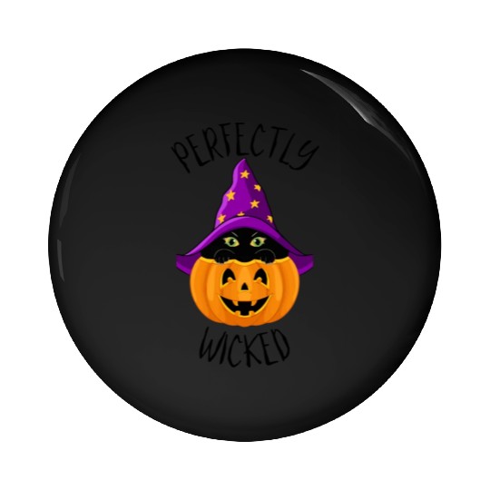 Wicked Cat Witch Funny Halloween Witch Pin Buttons