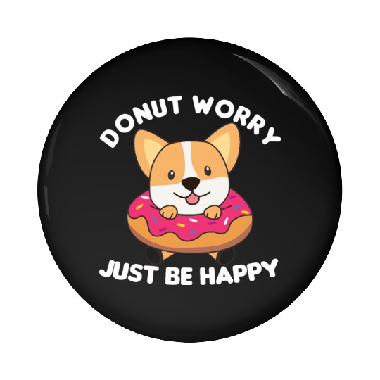 Cute Corgi Funny Animals In Donut Pink Pin Buttons