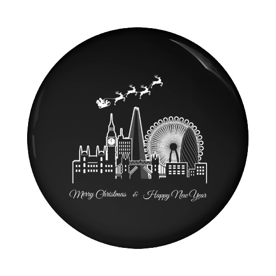 Merry Christmas Happy New Year London UK Pin Buttons