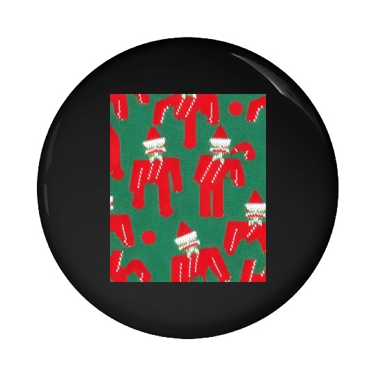 Ugly Red Santa Claus Candy Cane Pattern Pin Buttons