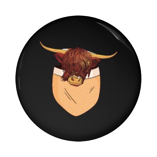 Scottish Highland Cow Pocket Design Pin Buttons