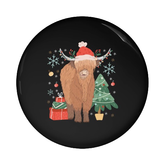 Scottish Highland Cow Christmas Costume Pin Buttons