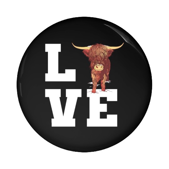 Love Scottish Highland Cow Outfit Pin Buttons