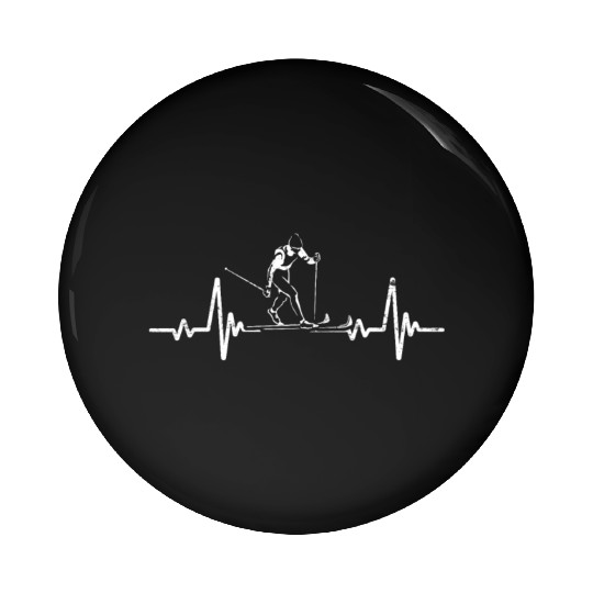 Heart Beat Skiing Winter Sports Ski Lover Pin Buttons