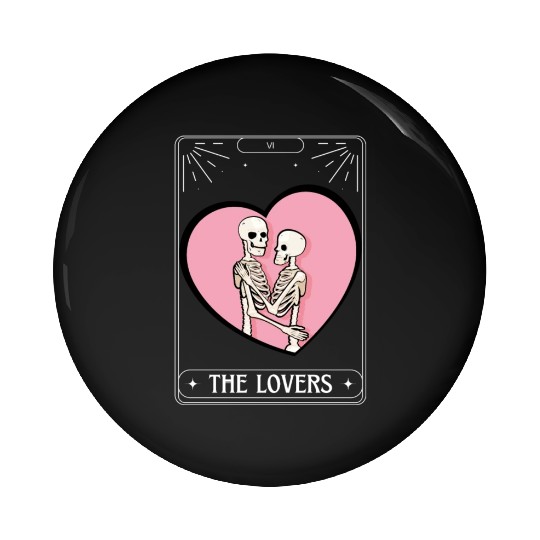 The Lovers Tarot Card Got Skeleton Skull Halloween Pin Buttons