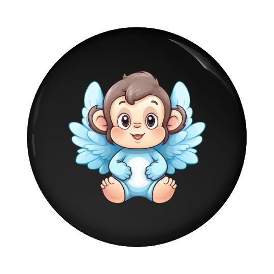 monkey chimpanzee angel wings cute kawaii Pin Buttons