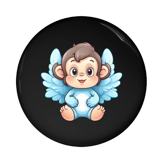 monkey chimpanzee angel wings cute kawaii Pin Buttons