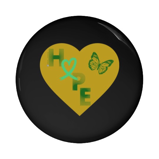 Liver Cancer Hope & Butterly Heart Green/Yellow Pin Buttons
