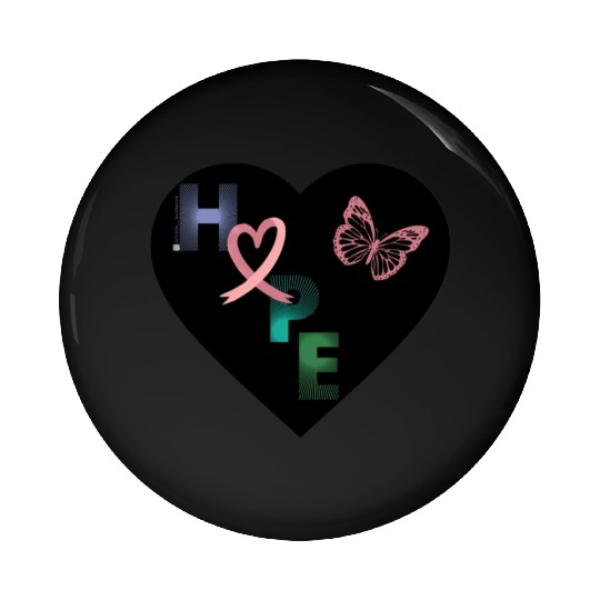 Breast Cancer Hope and Butterfly Heart Pin Buttons