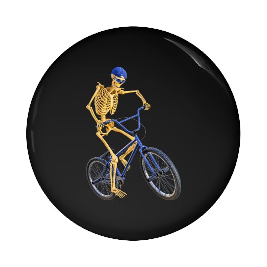 The Grim Reaper doing freestyle biking Pin Buttons