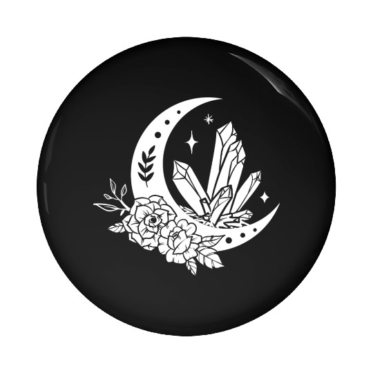 "Crystal Moon Flowers" Pin Buttons