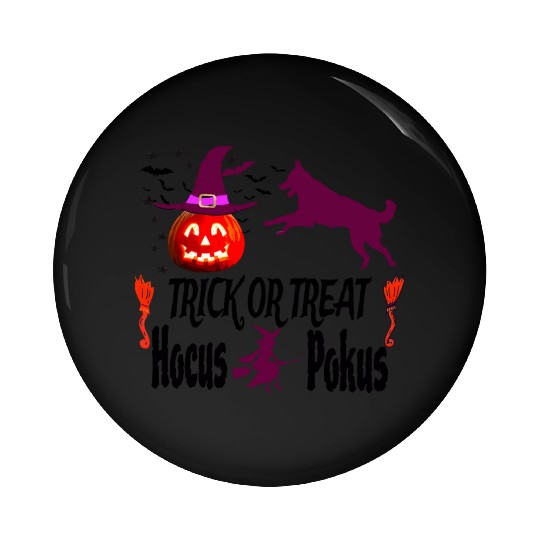 Pumpkin Halloween Trick or Treat Hocus Pocus Dog Pin Buttons