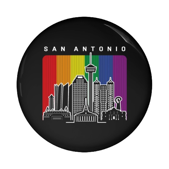 San Antonio Texas Rainbow Flag LGBTQAI Pride Pin Buttons