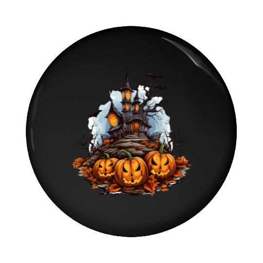 Halloween Pumpkin Bat Spell Haunted House Pin Buttons