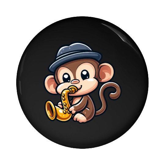 Chimpanzee with saxophone Pin Buttons