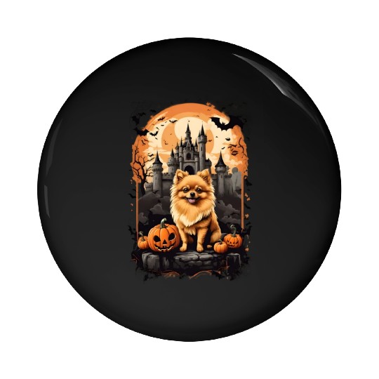 Pomeranian Boo-tiful Halloween Delight Pin Buttons
