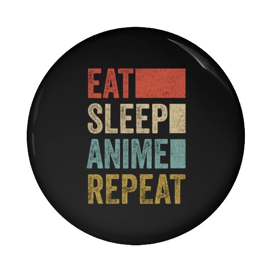 Vintage Retro Eat Sleep Anime Repeat Gift Funny Pin Buttons