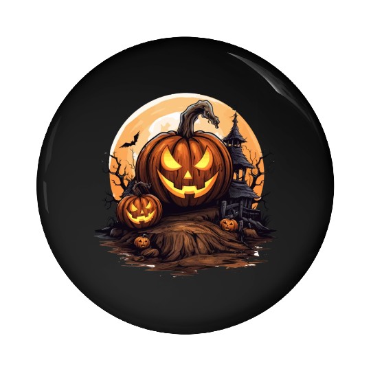 Halloween Haunted House Spell Pumpkin Bat Pin Buttons