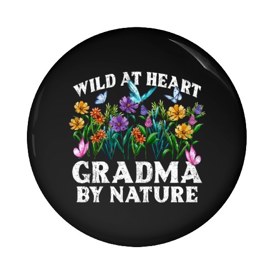 Grandma Wildflower Floral Nature Love Pin Buttons