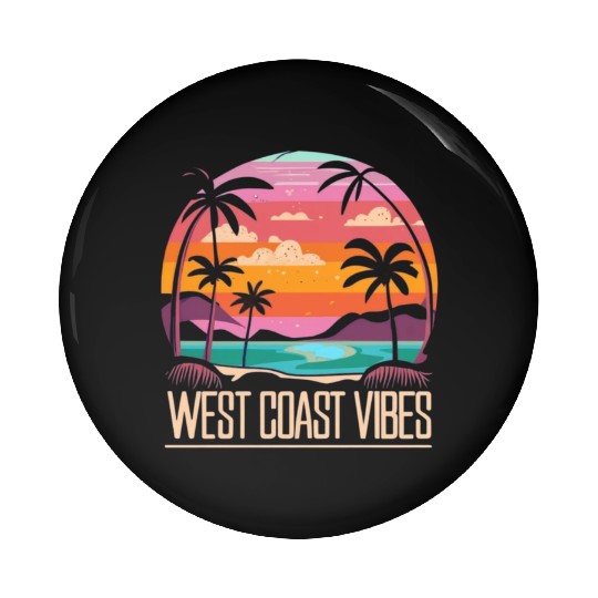 Tranquil beach at sunset West Coast Vibes Pin Buttons