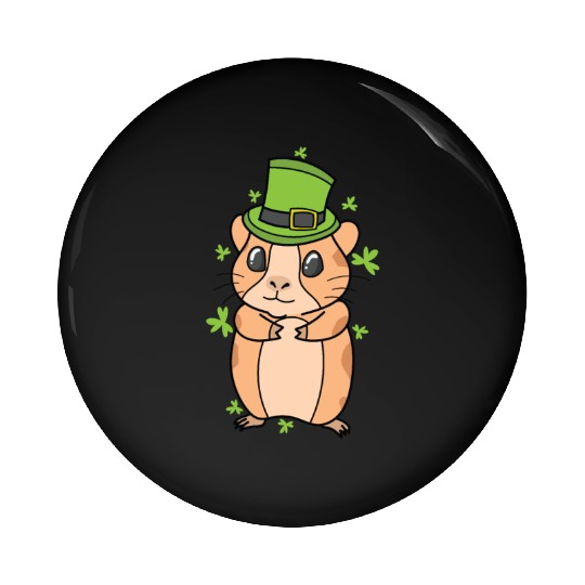 Guinea Pig with Shamrock St. Patricks Day Pin Buttons