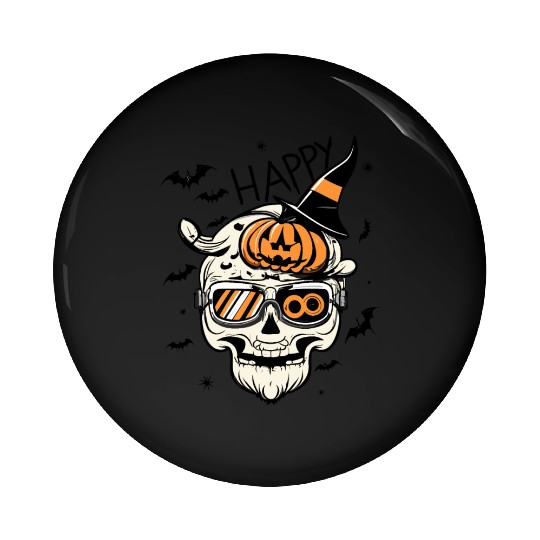 Skull Candy Punppkin Halloween Pin Buttons