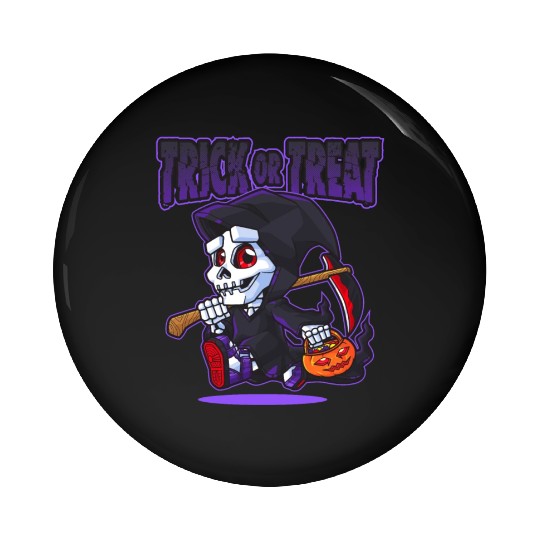 Halloween Trick or Treat Grim Reaper Pin Buttons