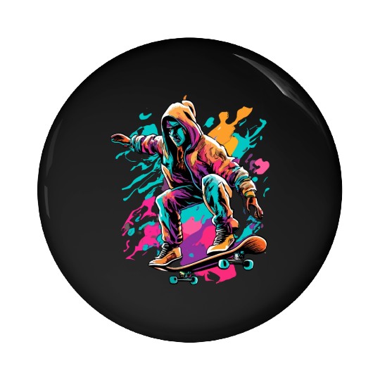 Cyberpunk Skater Vector Pin Buttons