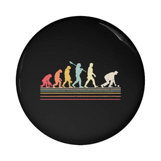 Vintage funny lawn bowls evolution of man Pin Buttons