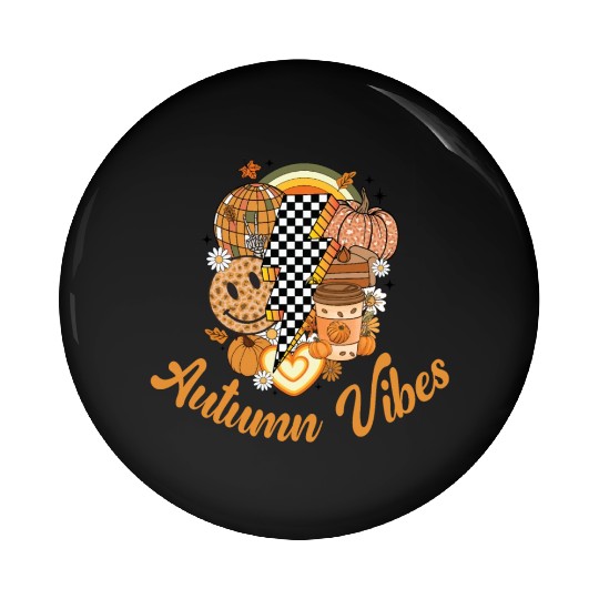Autumn Vibes, Lightning Bolt, Retro, Vintage, Fall Pin Buttons