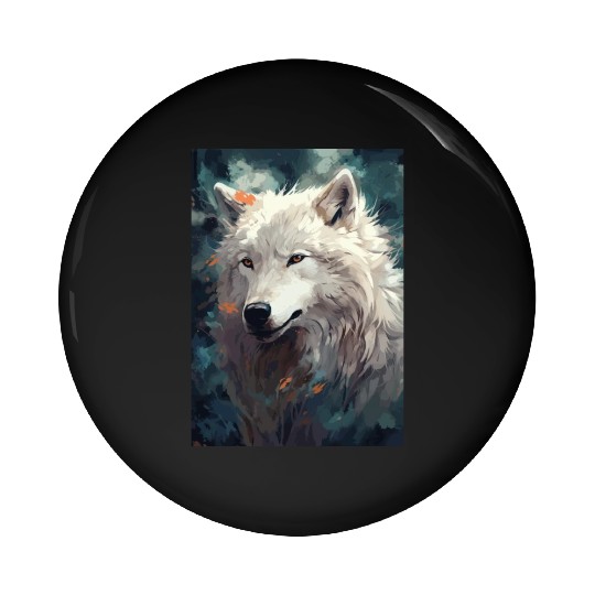 white wolf Pin Buttons