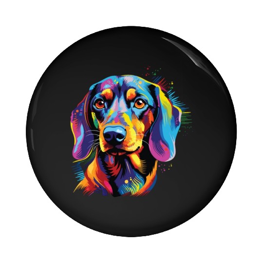 Watercolor Colorful Dachshund Pin Buttons