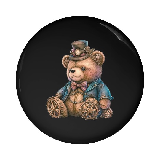 Steampunk Vintage Teddy Bear Pin Buttons