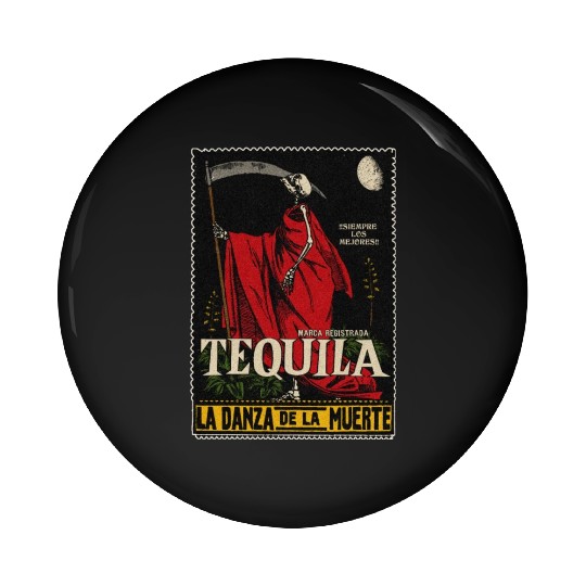 Vintage Mexican Tequila Calavera Pin Buttons