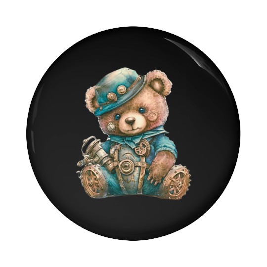 Steampunk Vintage Teddy Bear Pin Buttons