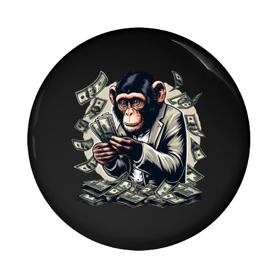 Enterprising monkey - money-counting Pin Buttons