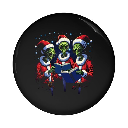 Alien Christmas Carolers Pin Buttons