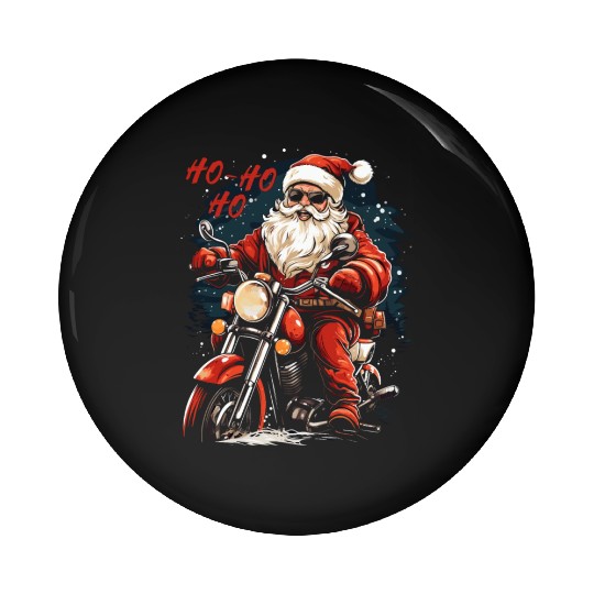 Motorcyclist Santa Claus Motorcycle Christmas Pin Buttons