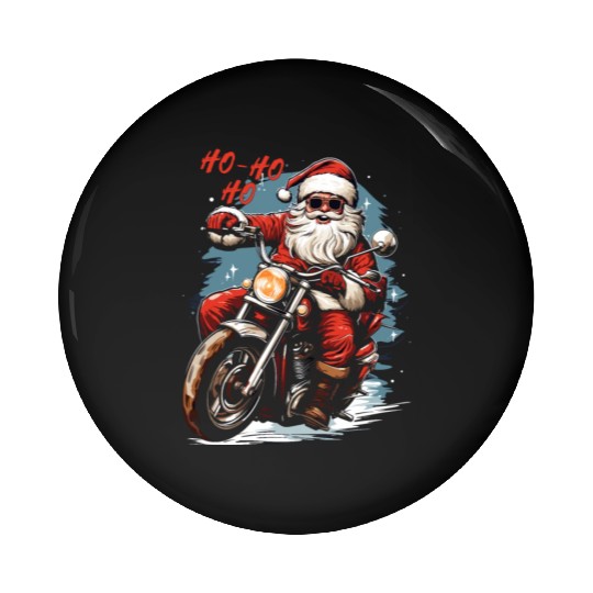 Motorcyclist Santa Claus Motorcycle Christmas Pin Buttons
