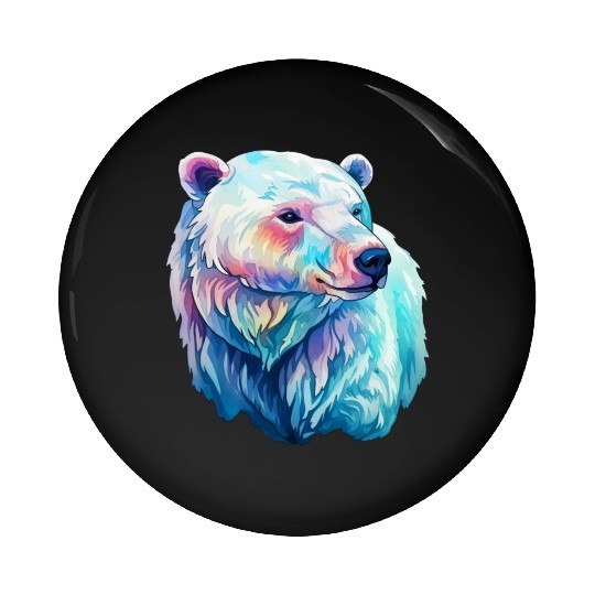 Polar Bear Roar in Winter Wonderland Watercolor Pin Buttons