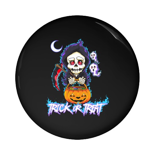 Trick or Treat Grim Reaper Pin Buttons