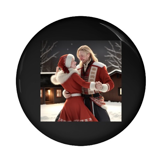 Couple Dancing Outside in the Winter Pin Buttons