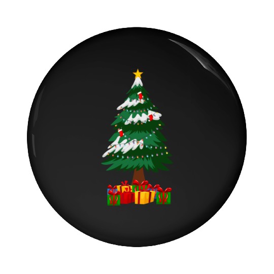 Merry Christmas Tree with Surprise Presents Boxes Pin Buttons