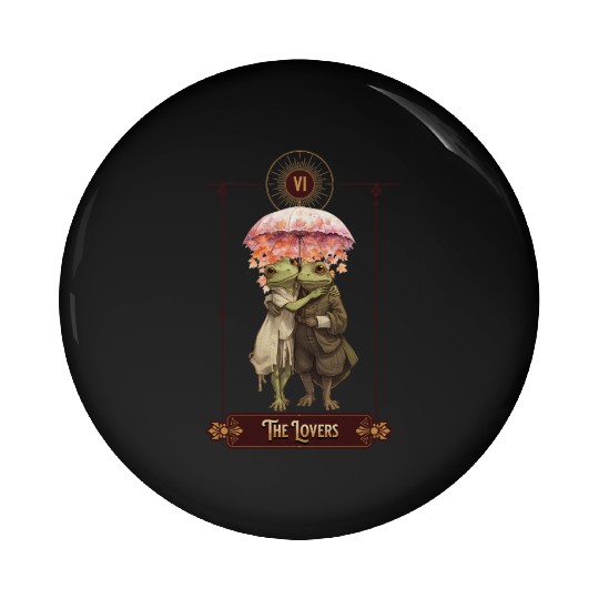 "The Lovers" Frog Tarot Card Pin Buttons