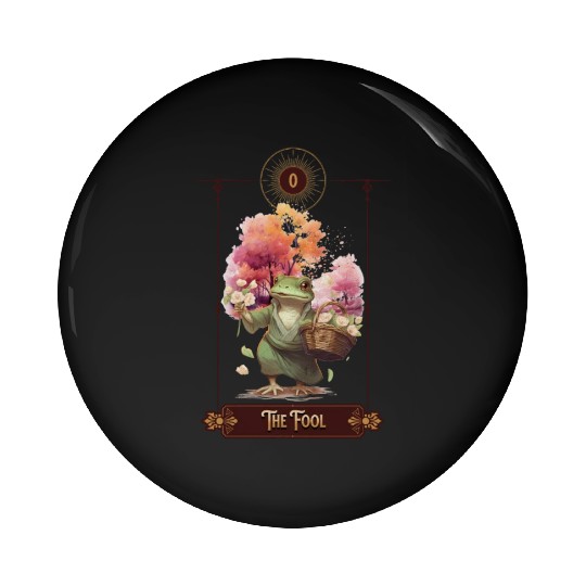 "The Fool" Frog Tarot Card Pin Buttons