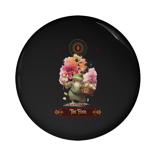 "The Fool" Frog Tarot Card Pin Buttons