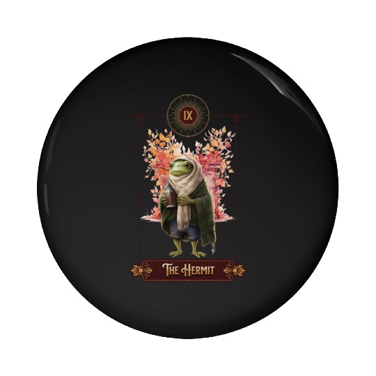 "The Hermit" Frog Tarot Card Pin Buttons
