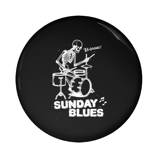 Sunday Blues - White Ink Pin Buttons