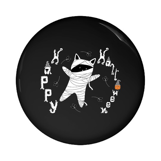 Halloween Cat Mummy For Cat Lover Pin Buttons