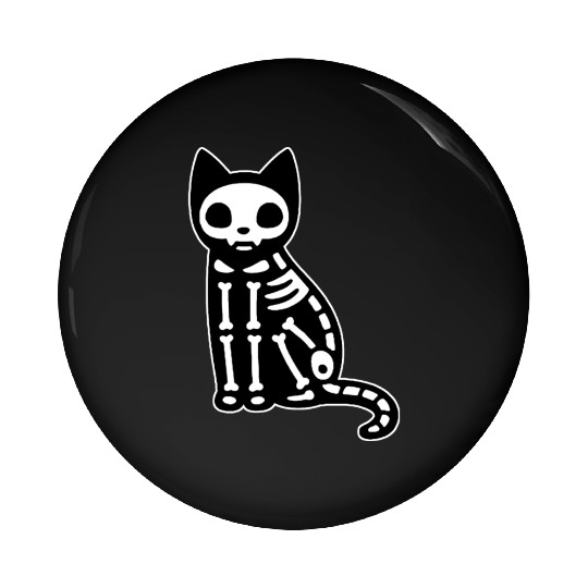 Skeleton Cat Halloween Pin Buttons
